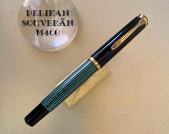 Pelikan SOUVERÄN M400 old style 1982-89 -Fountain pen black green -gold nib M Mint