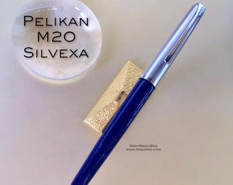 PELIKAN M20 Silvexa-Vintage fountain pen - chromed cap -original Pelikan 14 k gold nib M- Excellent condition