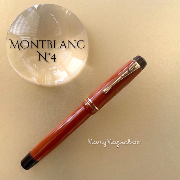 Montblanc Dänemark Nr. 4 Druckknopffüller korallenroter Vintage-Füllfederhalter – goldene 14-Karat-Feder EF Flex – seltener Stift – ausgezeichneter Schreibzustand