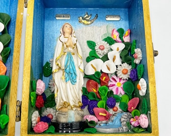 Our Lady of Lourdes Catholic Home Altar Shrine Tabletop Catholic Decor Saint Bernadette Lourdes France Grotto Marian Apparition Virgin Mary
