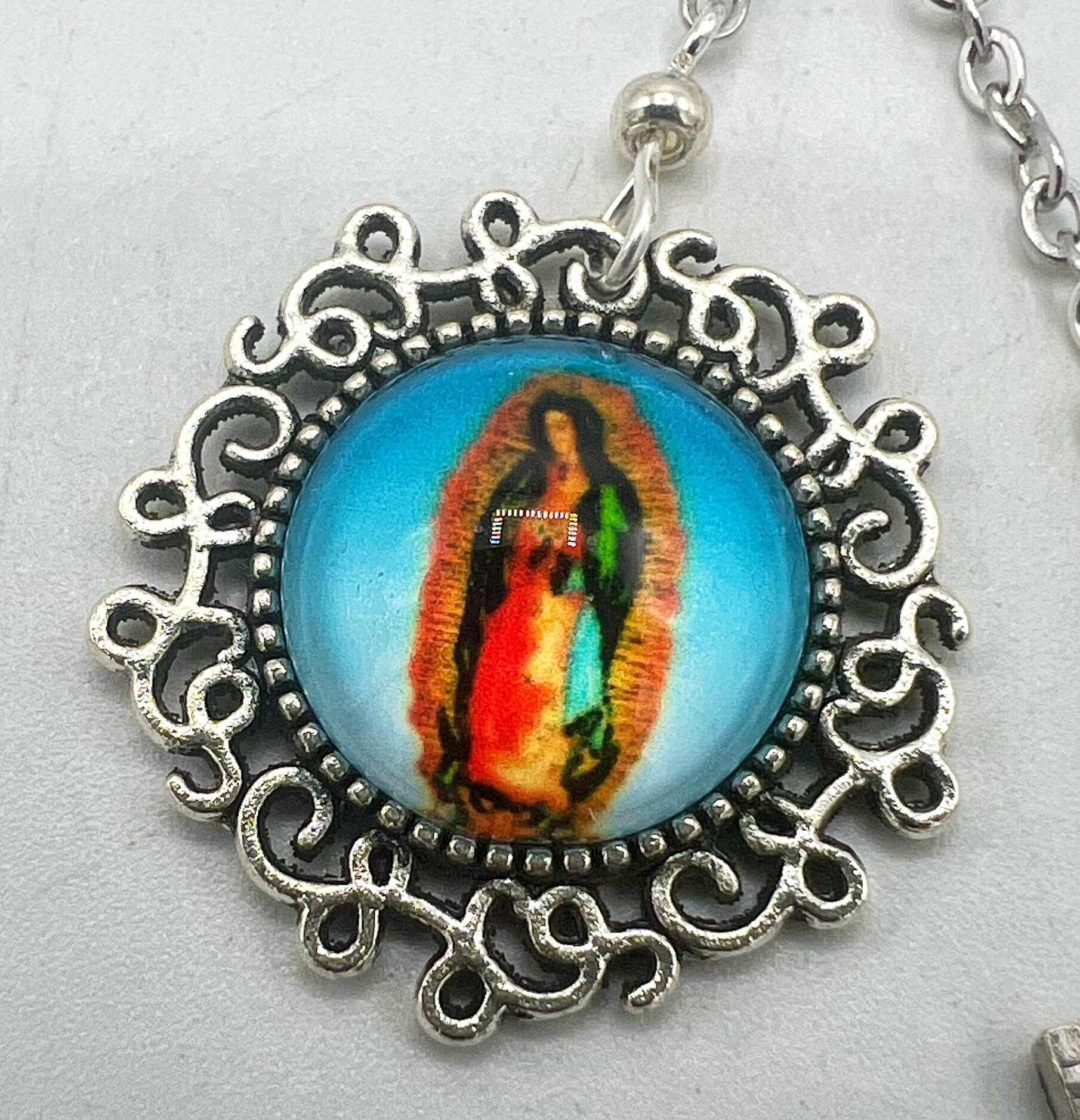 Our Lady of Guadalupe Palm Rosary Catholic Juan Diego Aztec Descent ...