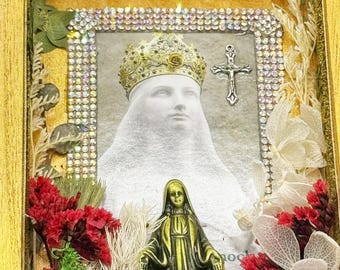 Our Lady of Knock Home Altar Table Top Shrine Virgin Mary Ireland Irish Catholic Prayer Beads Marian Apparition Roman Catholic Pilgrimage