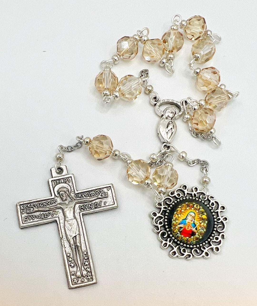 Immaculate Heart of Mary Palm Rosary Catholic Marian Devotion Sacred ...