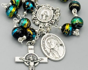Saint Teresa of Calcutta Flying Novena Palm Rosary – Catholic Chaplet Prayer Beads – Mother Teresa Devotion – Missionary Gift – Poorest of