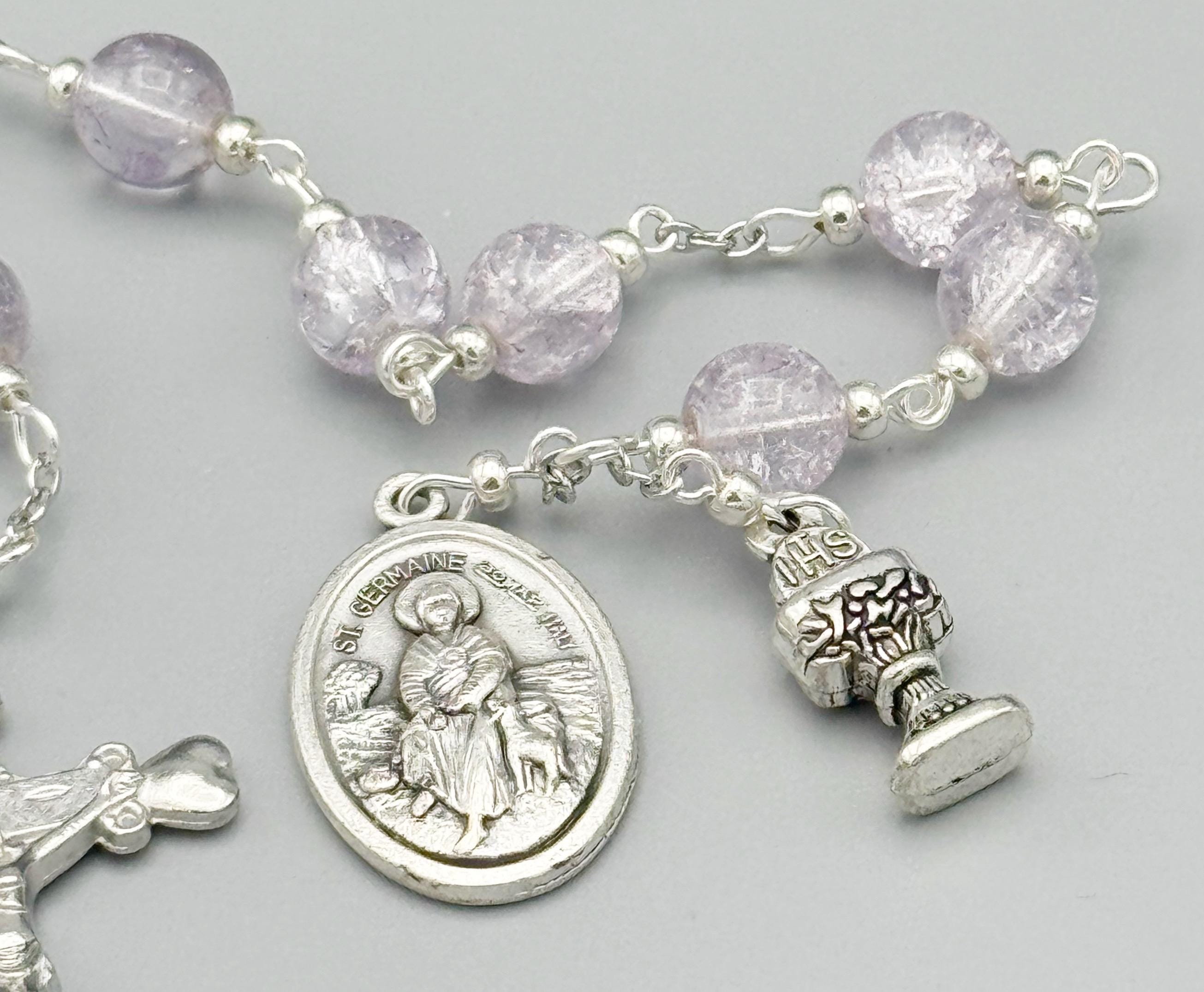 Bonyak Jewelry Sterling Silver Cross Pendant, Size 3 1/4 x 1 3/4 inches - C : Bonyak Jewelry Sterling Silver Rosary Bracelet 5mm