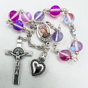 Saint Agatha NINER Novena Chaplet Looped Pink Patron Saint of Breast Cancer Catholic Devotion Holy Eucharist Adoration Chaplets for Sale God