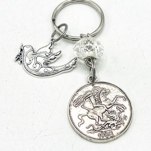 St George of Lydda key chain Legend of St George and Dragon Catholic Martyr Soldier Middle Ages Saint of Protection Sacred Sacrament Holy