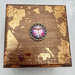 Holy Trinity Mediatrix Rosary Box chaplet holder Pyx Catholic Keepsake Religious Gift Shop God the Father Christ Crucifixion Epiphany Sacred