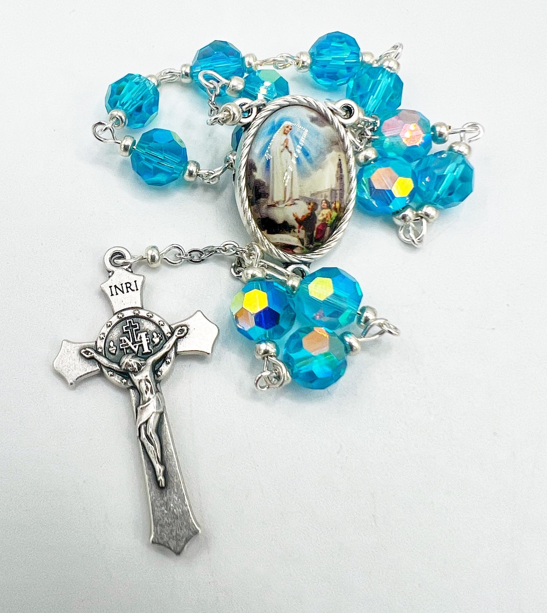 Relic Our Lady of Lourdes Palm Rosary Chaplet Marian Devotion France St ...