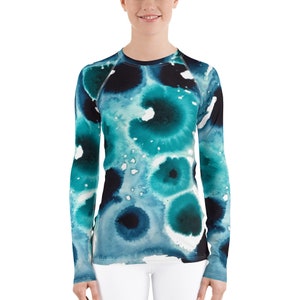 Cat Island Women&#39;s Long Sleeve Rash Guard with UV Sun Protection, Beach Shirt for Women, Swim Surf Shirt, Sun Protective Clothing to 3XL