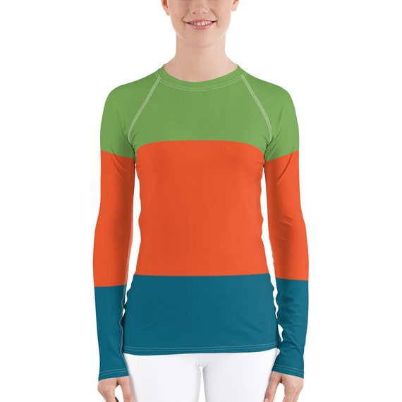 St. Barth Color Block Women's Rash Guard With Long Sleeves