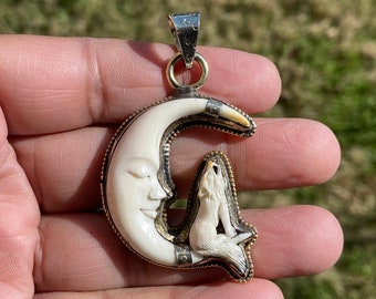 MOON SONG WOLF NECKLACE STAINLESS STEEL CHAIN WOLVES EAGLE FEATHER FREE SHIP/'