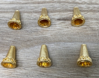 2 pcs,11mm 18k Matt Gold Overlay, Cone End Cap, Tassel Cone Caps, Gold Bead Cone Caps, Cord End Cap, Gold Plated end Caps, Artisan Bead Caps