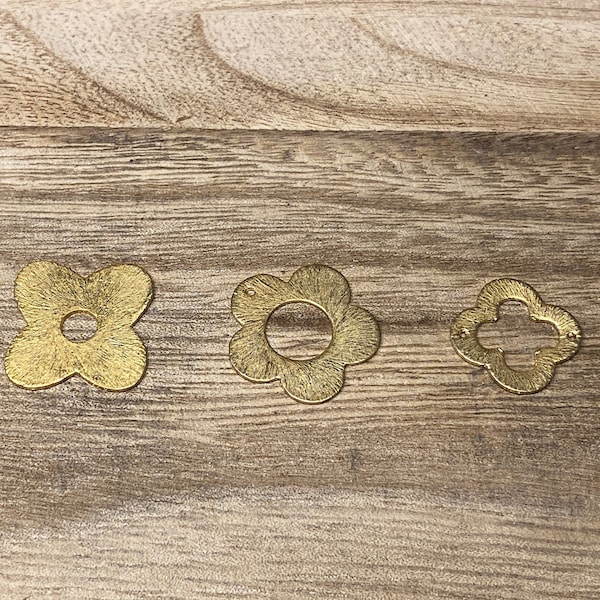 5pcs,Brushed Gold Jewelry Component,Quatrefoil  Shaped, Clover,Gold Plated Jewelry Findings, Earring/Bracelet Charms, Connector,Anti Tarnish