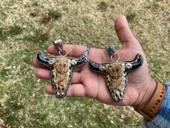 Beautifully Detailed Hand Carved Bone Pistol Gauged Earrings Beautifully Detailed Hand Carved Bone Pistol Gauged Earrings