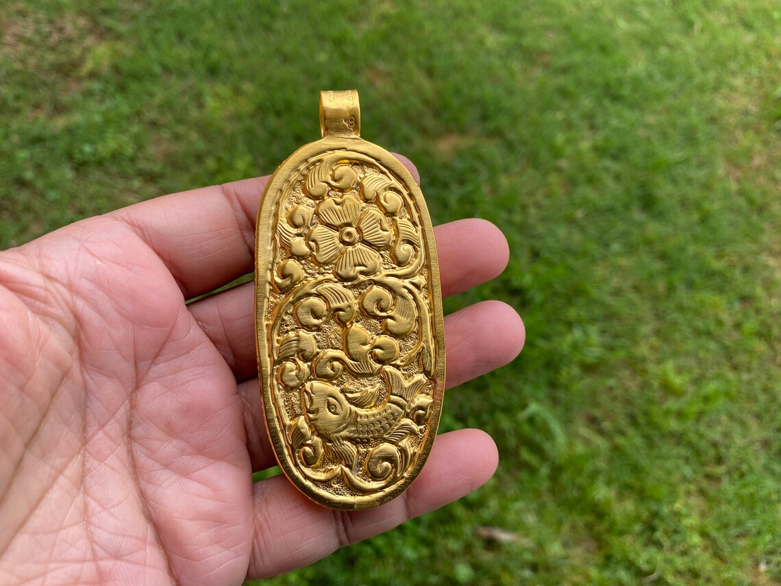 Trisula 18k Brushed Gold Overlay Non Tarnish Trident with