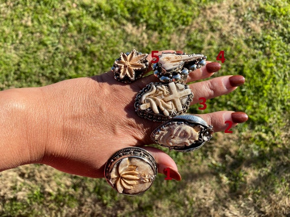 Big Adjustable Bone Carved Tibetan Silver Ring Om Ring Dog Face Cross Middle Finger Marijuana Leaf Ring Punk Biker Rings Punk Jewelry Etsy