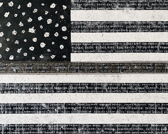 Abstract Wall Art Print | Black and White Flag Social Justice Print | "Tears of America"