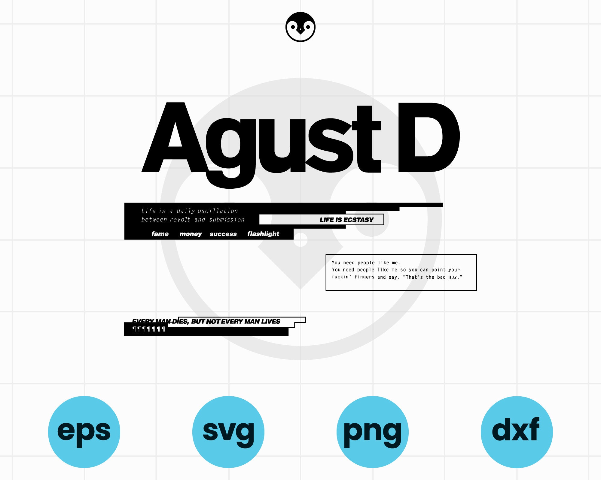 Agust D SVG Album Cover | Png, Eps, Dxf | BTS Vector, Cricut Agust D SVG Album Cover | Png, Eps, Dxf | BTS Vector, Cricut
