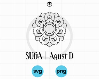 Fleur de manche SVG | png | Tour du monde du BTS Suga août D | Jour J D d'août | Fleur de lotus | Fichier Cricut pour t-shirts