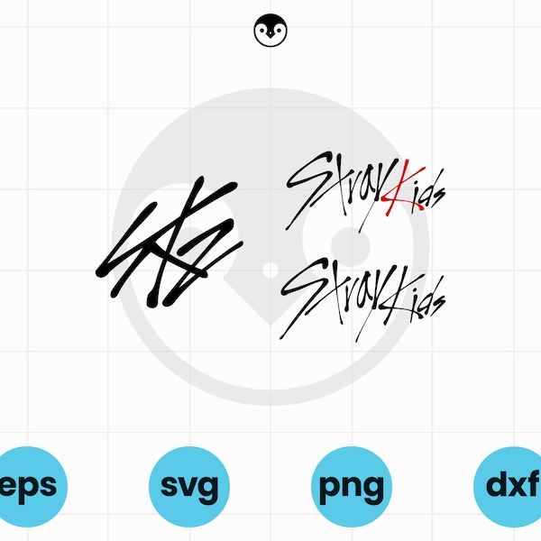 Stray Kids Logo SVG | png, eps, dxf | SKZ K-pop Boy Band Cricut Files For T-shirts - Layered and Full Black