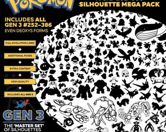 Pokemon Generation 3 252-386 Silhouette ULTIMATE MEGA PACK Vector for graphics or vinyl work
