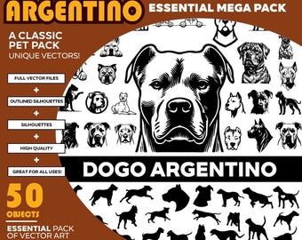 Dogo Argentino Dog Vector Silhouette Mega Pack: 40+ Objects (PDF, SVG, EPS)