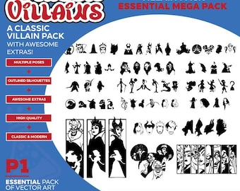 Villain ESSENTIAL VECTOR Bundle Pack Scar, Jafar, Hades, Captain Hook, Ursula, Villain Princess Movie PDF Svg