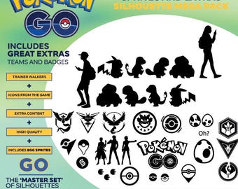 Pokemon GO Trainer Walkers & Icons Silhouettes ULTIMATE PACK Vector for graphics or vinyl work