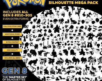 Pokemon Generation 8 810-898 Silhouette ULTIMATE MEGA PACK Vector for graphics or vinyl work