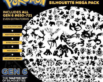 Pokemon Generation 6 650-721 Silhouette ULTIMATE MEGA PACK Vector for graphics or vinyl work