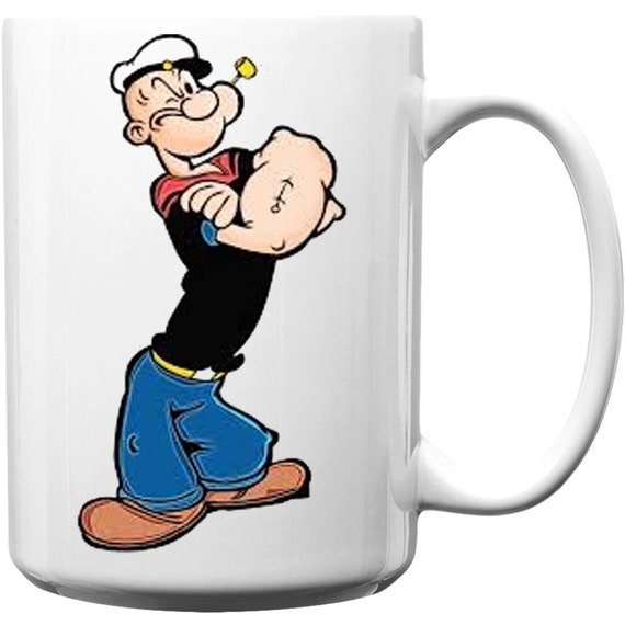 Popeye white 15oz coffee mug Etsy