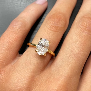 2CT Oval Cut Cubic Zirconia Engagement Wedding Ring. 18k Yellow Gold Over Sterling Silver S925. Travel, Bridal, Promise, Proposal Ring, Gift