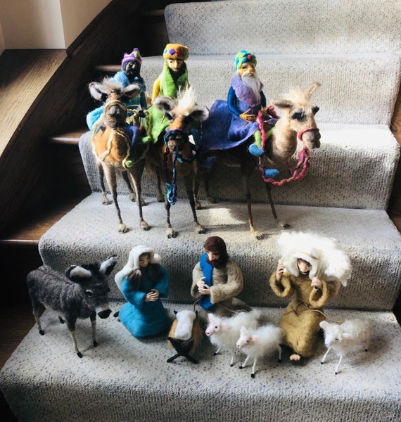 Complete Large 15 piece Nativity Scene