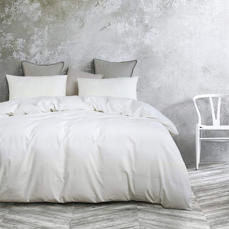 Plain Off White Doona Duvet Cover Cotton Throw Comforter Set Etsy