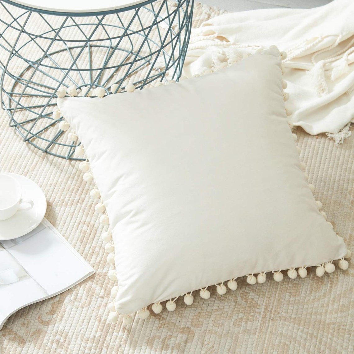 Pack of 2 Soft Off White Cotton Fabric Cushions Pillow Covers Etsy