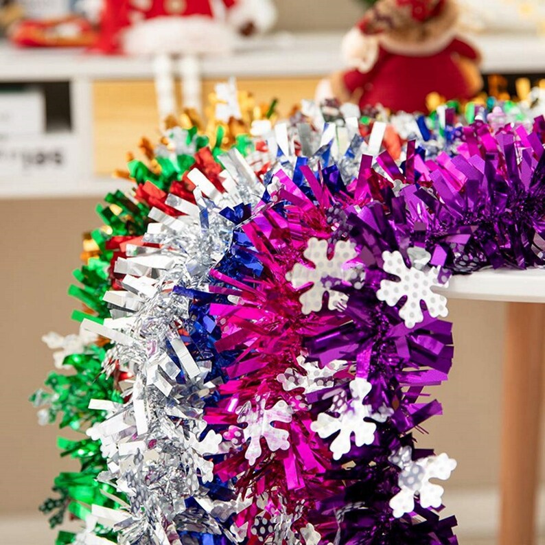 6 Pcs shiny Christmas Décor tinsel garland Plastic Hanging Etsy