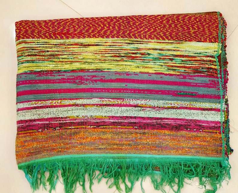 Hand Woven Chindi Rug Handmade Cotton Fabric Braided Bohemian Etsy