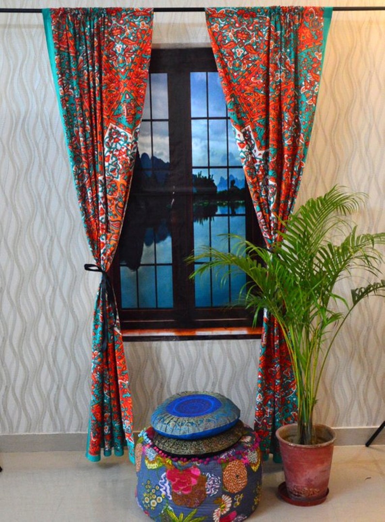 Star Mandala Tapestry Curtain Boho Window Treatment Door Etsy