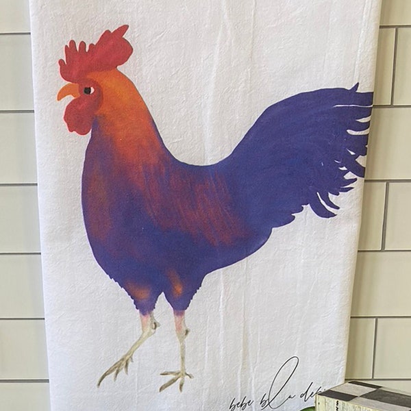 Rooster Flour Sack Towel, Rooster Tea Towel, Tea Towel, Flour Sack Towel, Housewarming Gift, Eco-Friendly, Hostess Gift, Kitchen Decor