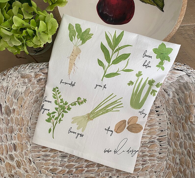 Green Herbs Flour Sack Towel