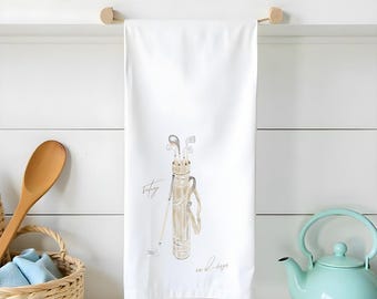 Vintage Golf Bag Flour Sack Towel: Golfer Gift, Cotton Tea Towel (27 square)