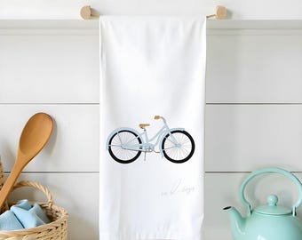 Bicycle Flour Sack Towel, Kitchen Decor, Cotton Tea Towel