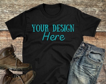 Gildan 64000, Black Tshirt Mockup, Flat lay mock, Mens shirt mockup, mockup for men, masculine mockup, men's apparel, mock for men