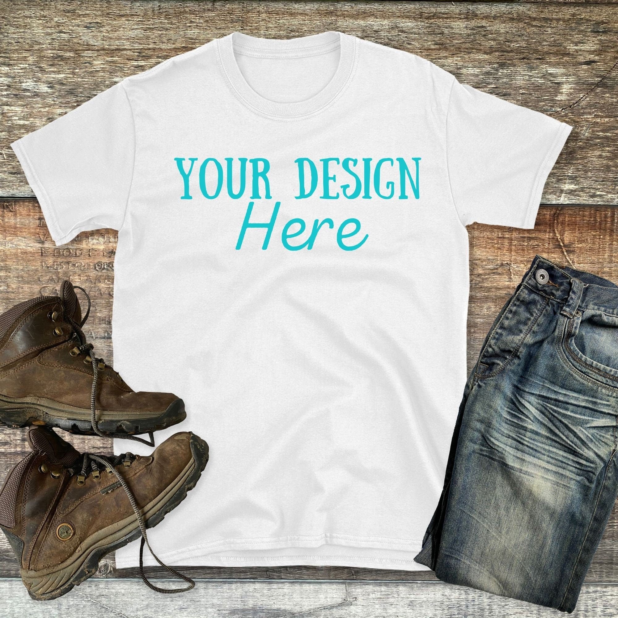 Download Gildan 64000 White Tshirt Mockup Flat lay mock Mens shirt ...