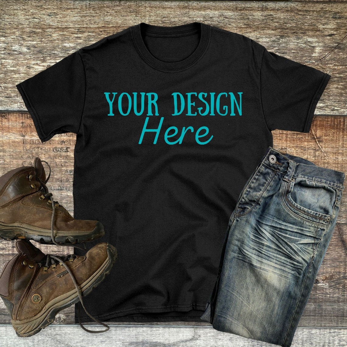 Gildan 64000 Black Tshirt Mockup Flat Lay Mock Mens Shirt - Etsy