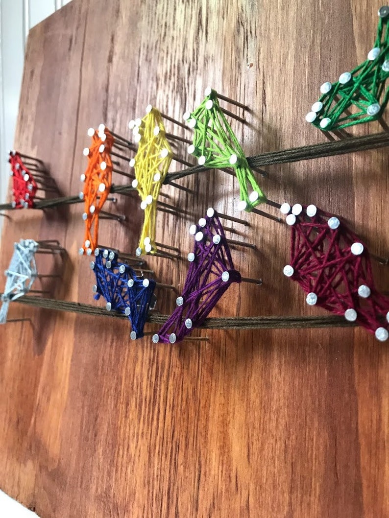 Rainbow Birds on a Wire - Etsy