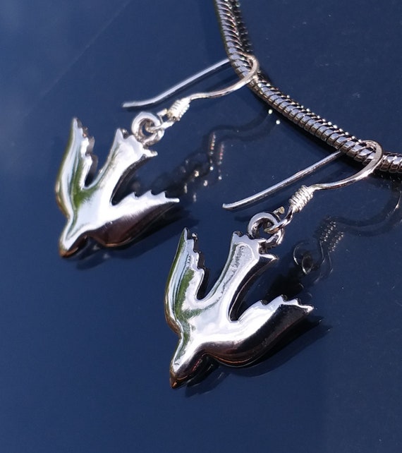 Colombe De Paix Signe Oiseau Noël Pâques Cadeau Argent Sterling 925 Boucles Doreilles