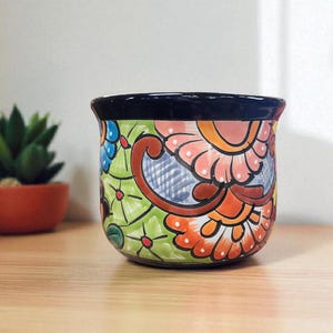 Large Handcrafted Talavera Planter Pot Colorful Hand Painted Mexican Clay Pottery