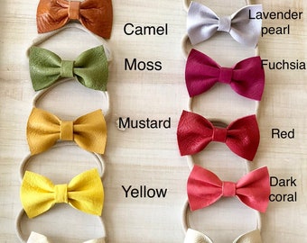 Leather dainty bow/headbands/hair clips